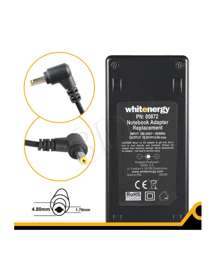 Whitenergy zasilacz 18.5V/4.5A 90W wtyczka 4.8x1.7 mm Compaq główny