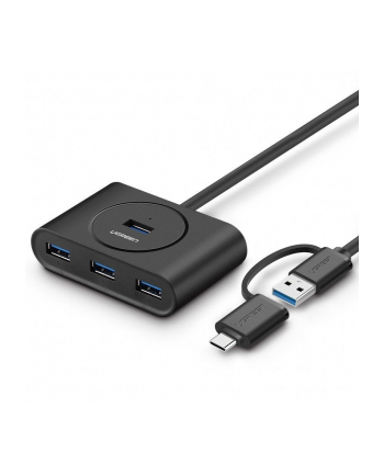 UGREEN 4-portowy USB 3.0 + USB-C 3.1, OTG (czarny)