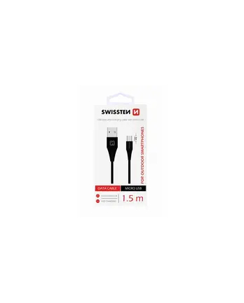Swissten USB - mikro USB1.5m (9mm) czarny nr 1