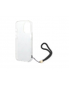 Guess 4G Print Cord etui ze smyczką do iPhone 14 Pro brązowy - nr 3