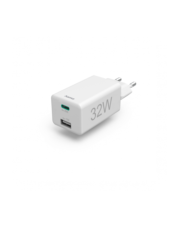 Hama ładowarka sieciowa mini 32W PD/QC 1x USB-C, 1x USB-A biała HAMA | ładowarka| mini | 32W |PD/QC | biała główny