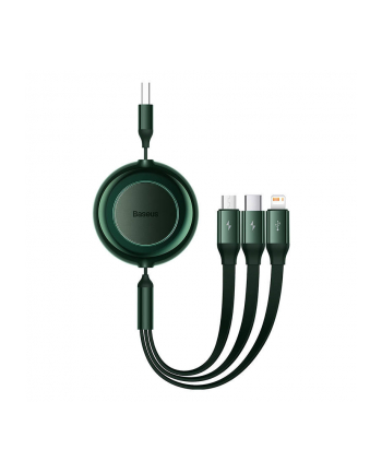 Kabel USB 3w1 Baseus Bright Mirror 2, micro USB / Lightning / USB-C, płaski, 3.5A, 1.1m (zielony)