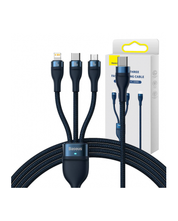 Baseus Flash Series 2 USB 3w1, USB-C + micro USB + Lightning, 100W, 1.5m (niebieski) nr 1
