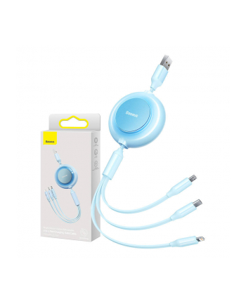 Baseus Bright Mirror 2 USB 3w1 , micro USB / Lightning / USB-C, płaski, 3.5A, 1.1m (błękitny)