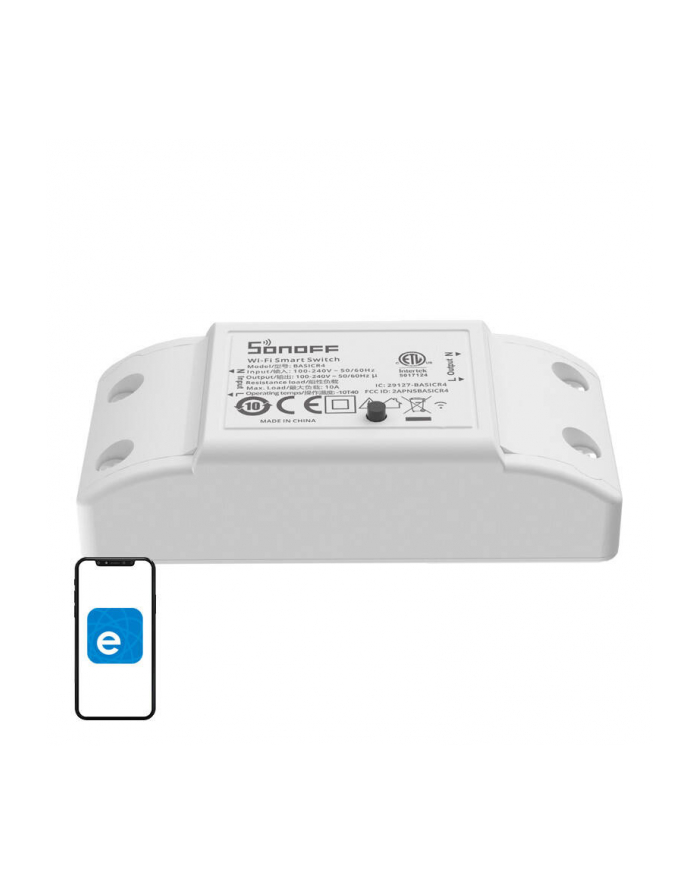 Sonoff Smart Switch BASICR4 Smart Switch BASICR4 to nowoczesne urządzenie, które pomaga zarządzać inteligentnym domem, rozwiązanie dla każdego, umożliwia zdalne sterowanie i tworze główny