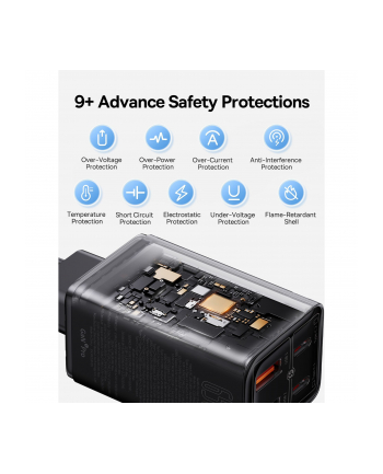Baseus GaN6 Pro, 2xUSB-C + 2xUSB, 65W (czarna) nr 2