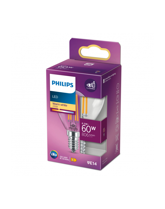 Philips Żarówka LED classic 60W E14 WW P45 główny