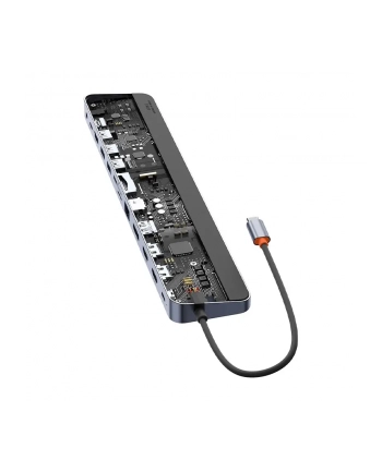 Baseus EliteJoy Gen2 12w1 USB-C do 2x HDMI + 3x USB 3.0 + PD + DP + SD/TF + RJ45 + Type-C + 3.5mm (ciemny szary)