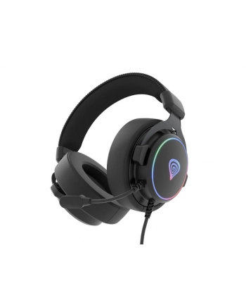 Genesis Neon 764 RGB czarne słuchawki nauszne | przewodowe | mikrofon ruchomy | czarne | 2.2 m | regulacja głośności | USB 2.0 nr 1