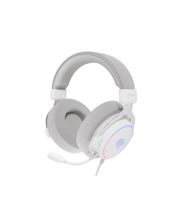 Genesis Neon 764 RGB białe słuchawki nauszne | przewodowe | mikrofon ruchomy | białe | 2.2 m | regulacja głośności | USB 2.0 nr 1