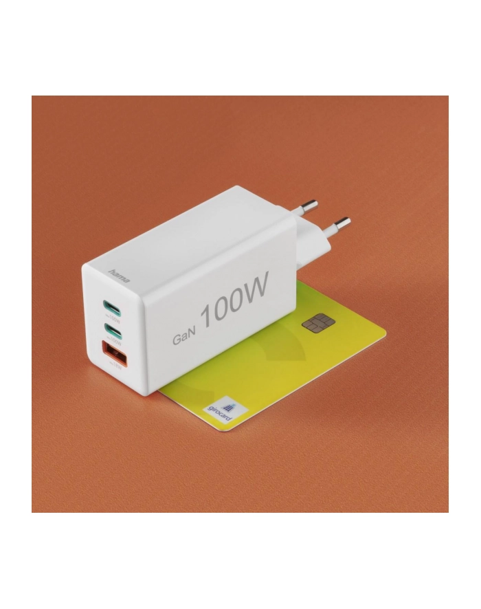 Hama ładowarka sieciowa mini 100W GaN PD/QC 2x USB-C, 1x USB-A biała ładowarka sieciowa | USB-C/USB-A | Power Delivery/Quick Charge | 100W | biała główny