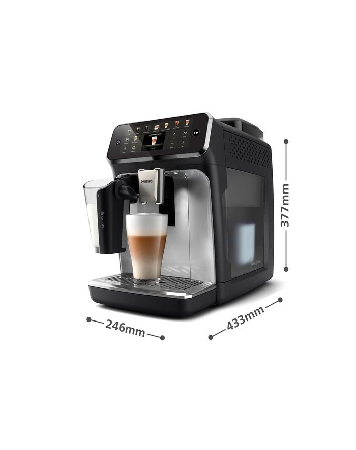 Philips 5500 series EP5546/70 czarny Moc [W]: 1500 | Ciśnienie [bar]: 15 | Pojemność zbiornika na wodę [l]: 1,8 | Rodzaj kawy: Ziarnista/mielona | Kolor: czarny główny