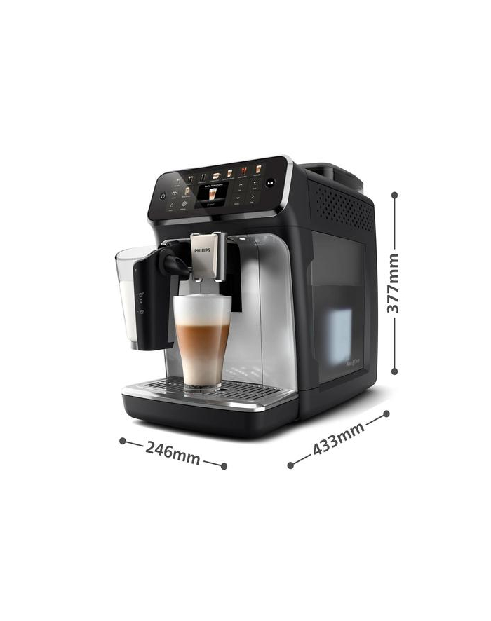 Philips 5500 series EP5546/70 czarny Moc [W]: 1500 | Ciśnienie [bar]: 15 | Pojemność zbiornika na wodę [l]: 1,8 | Rodzaj kawy: Ziarnista/mielona | Kolor: czarny główny