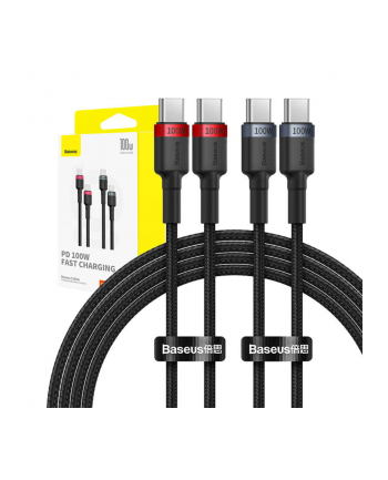 Baseus Cafule USB-C - USB-C 100W, 2m, 2szt (czerwono-czarny, szaro-czarny) kabel USB-C - USB-C