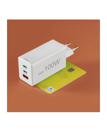 Hama ładowarka sieciowa mini 100W GaN PD/QC 2x USB-C, 1x USB-A biała ładowarka sieciowa | USB-C/USB-A | Power Delivery/Quick Charge | 100W | biała
