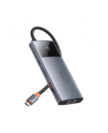 Baseus Metal Gleam 2 Series 6w1, USB-C do 2x USB 3.0 + USB-C + HDMI + USB-C PD + Ethernet RJ45