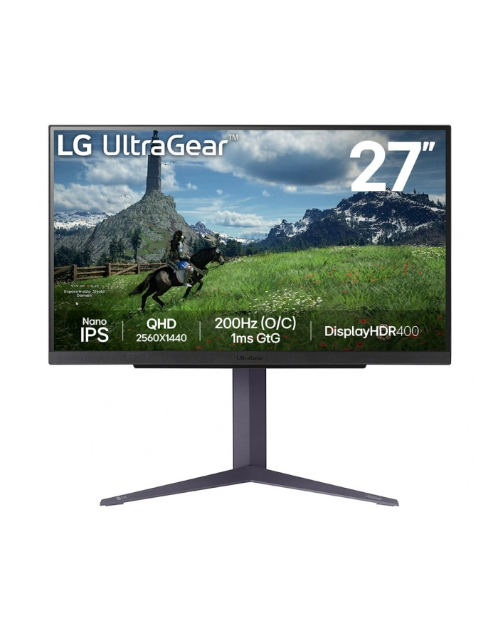 Monitor 27'' 27GS85Q-B QHD UltraGear IPS 180 Hz (O/C 200Hz), 1ms, 400cd, HDMI, DP, USB, Pivot, HAS główny