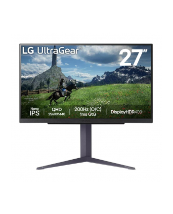 Monitor 27'' 27GS85Q-B QHD UltraGear IPS 180 Hz (O/C 200Hz), 1ms, 400cd, HDMI, DP, USB, Pivot, HAS nr 1