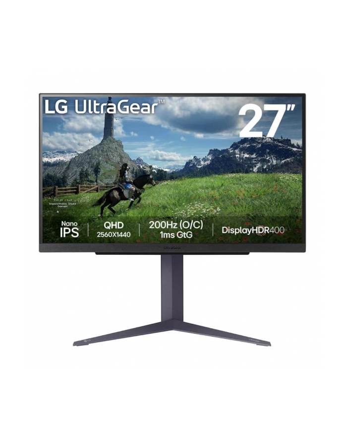 Monitor 27'' 27GS85Q-B QHD UltraGear IPS 180 Hz (O/C 200Hz), 1ms, 400cd, HDMI, DP, USB, Pivot, HAS główny