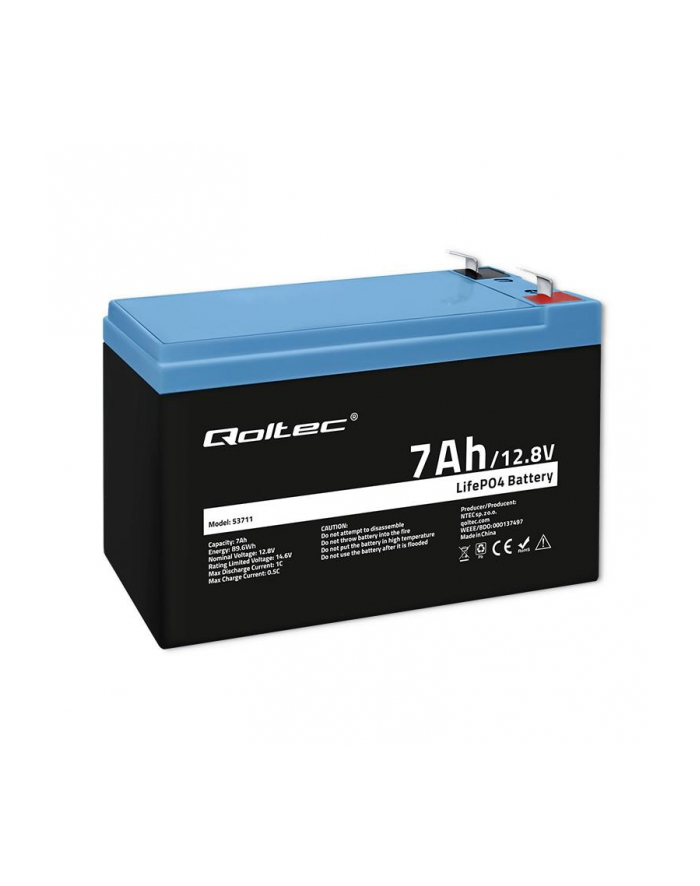 Akumulator LiFePO4 Qoltec Litowo-Żelazowo-Fosforanowy | 12.8V | 7Ah | 89.6Wh | BMS główny