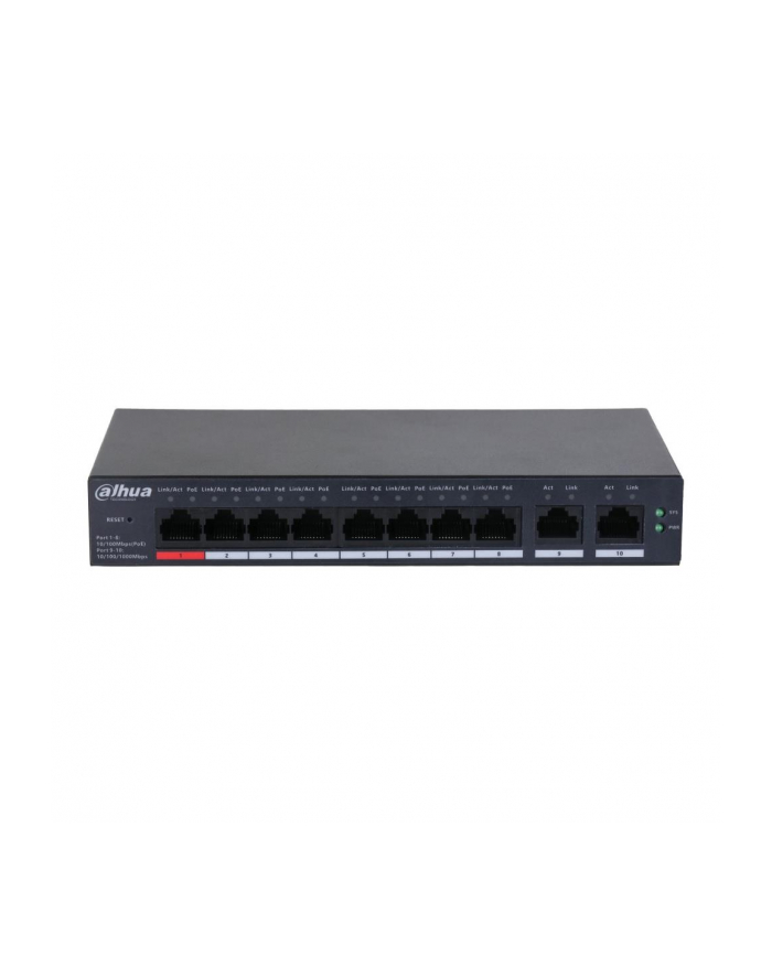 Switch zarządzalny Dahua CS4010-8ET-110 8x10/100 Mbps 2x1GbE Uplink PoE główny