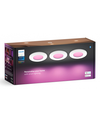 PHILIPS HUE White and color ambiance Wąska oprawa podtynkowa 90mm 3szt biały (929003712102)