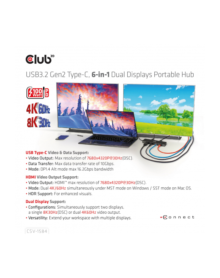 Club 3D Hub Usb Rj45 (CSV1584) główny