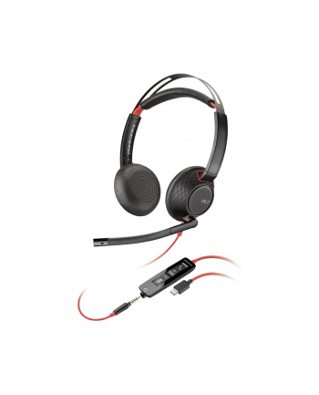 Słuchawki z mikrofonem Poly Blackwire 5220 Stereo USB-C Headset + 3,5mm jack + adapter USB-C/A