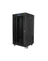 Szafa instalacyjna Rack stojąca 19'' 22U 600x600 czarna drzwi szklane LCD Lanberg (flat pack) - nr 1