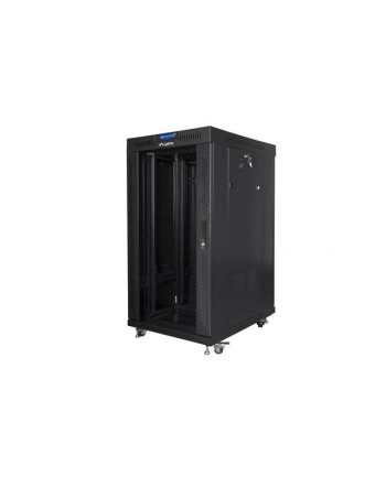 Szafa instalacyjna Rack stojąca 19'' 22U 600x600 czarna drzwi szklane LCD Lanberg (flat pack) nr 1
