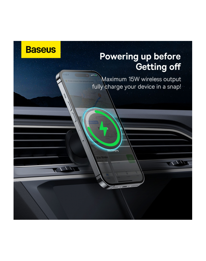 Uchwyt samochodowy Baseus CW01 C40141001111-00 magnetyczny z ładowarką indukcyjną MagSafe 15W do iPhone główny