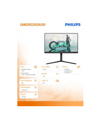 philips Monitor 24M2N3200A IPS 23.8 cala 180Hz HDMIx2 DP Pivot Głośniki