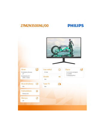 philips Monitor 27M2N3500NL 27 cali Fast VA 180Hz HDMIx2 DP