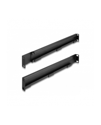 DeLOCK 19 mounting rail, length adjustable 368 - 600 mm for network cabinet, mounting rails (Kolor: CZARNY, 2 pieces, 1 height unit)