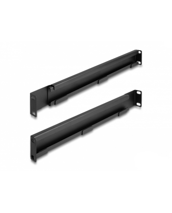 DeLOCK 19 mounting rail, length adjustable 368 - 600 mm for network cabinet, mounting rails (Kolor: CZARNY, 2 pieces, 1 height unit)