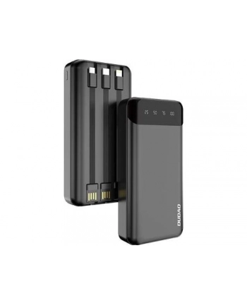 Dudao pojemny powerbank z 3 wbudowanymi kablami 20000mAh USB Typ C + micro USB + Lightning czarny (Dudao K6Pro+)