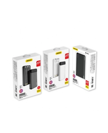 Dudao pojemny powerbank z 3 wbudowanymi kablami 20000mAh USB Typ C + micro USB + Lightning czarny (Dudao K6Pro+)