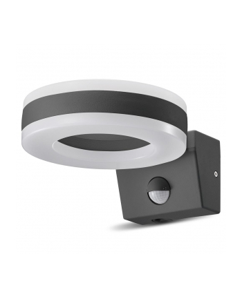 Lampa LED Maclean, ścienna, z czujnikiem PIR, PC+ALU, 20W, 1700lm, IP65, Neutral White 4000K, szara, MCE365