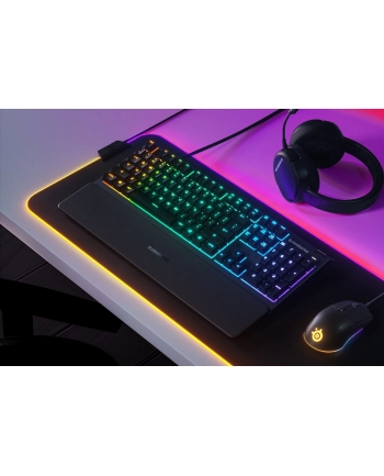 Klawiatura gamingowa SteelSeries Apex 3, układ NOR, przewodowa, czarna SteelSeries | Wierzchołek 3 | Klawiatura do gier | Światło LED RGB | NORD | Przewodowe | Czarny nr 1