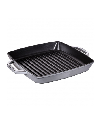 zwilling Kwadratowa patelnia żeliwna grillowa Staub z dwoma uchwytami - 28 cm, Grafitowy nr 1