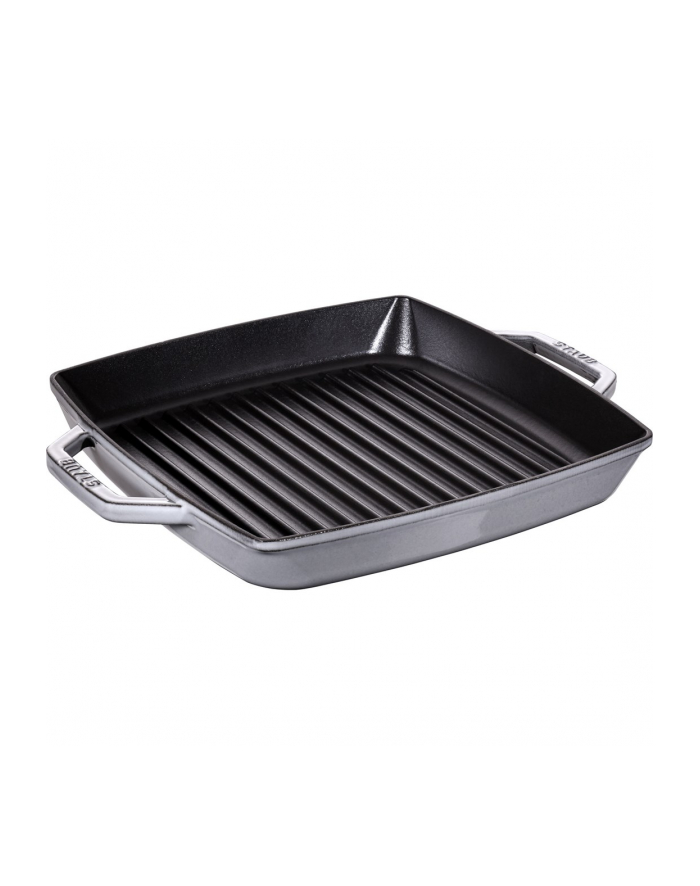 zwilling Kwadratowa patelnia żeliwna grillowa Staub z dwoma uchwytami - 28 cm, Grafitowy główny