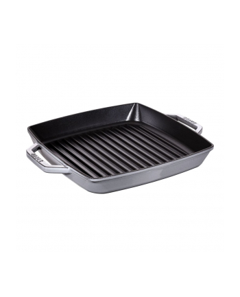 zwilling Kwadratowa patelnia żeliwna grillowa Staub z dwoma uchwytami - 28 cm, Grafitowy nr 2