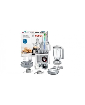 Bosch | MC812S820 | 1250 W | Robot kuchenny MultiTalent 8 | Liczba prędkości Jednakowe ustawienie prędkości, funkcje natychmiastowe i pulsacyjne | Pojemność miski 3,9 L | Blender | Biały/Srebrny nr 1
