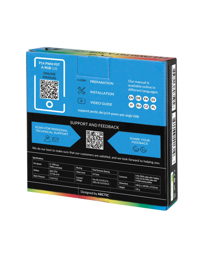arctic cooling Wentylator Arctic P14 PWM PST A-RGB, czarny - 140mm główny