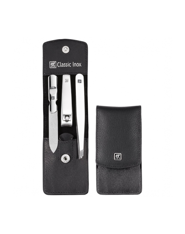 Zestaw podróżny Zwilling Classic Inox – czarne, skórzane etui, 3 elementy - Czarny główny