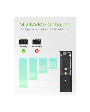 Raidsonic | Zewnętrzna skrzynka Icy Box M2 NVMe | USB 32 Type-C drugiej generacji | Obudowa do przechowywania