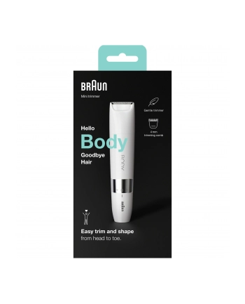 braun Brązowy | Zobacz materiał BS1000 | Mini trymer do ciała | Czas pracy (maks) min | Żywotność żarówki (błyski) Nie dotyczy | Liczba poziomów mocy 1 | Na mokro i na sucho | Biały nr 1