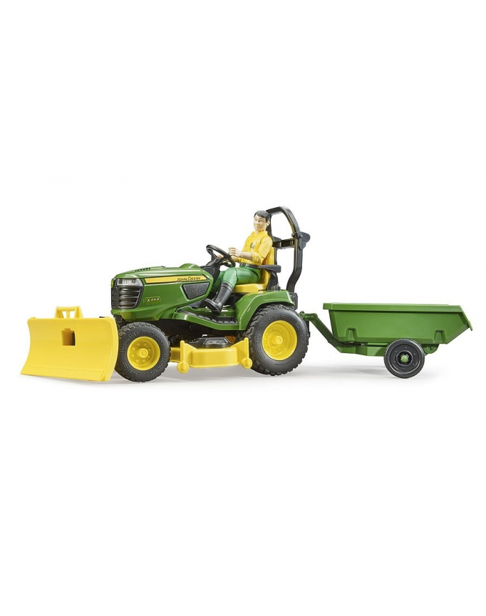 bruder Traktor John Deere z kosiarką, łyżką, przyczepką i figurką ogrodnika 62104 główny