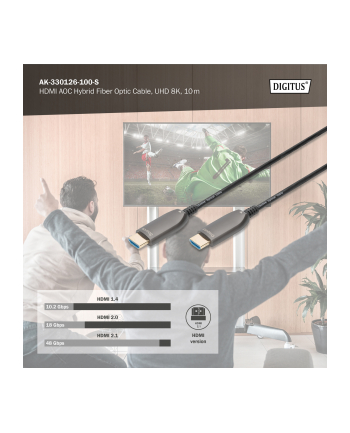 digitus Kabel połączeniowy hybrydowy HDMI 21 Ultra High Speed 8K60Hz UHD HDMI A/HDMI A M/M czarny 10m