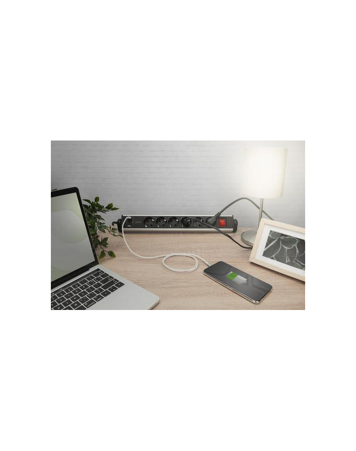 trackr Listwa zasilająca biurowa 45° 6 gniazd 2xUSB-A 1xU SB-C (5V/3,4A) obrót 180° z zaciskiem na blat główny